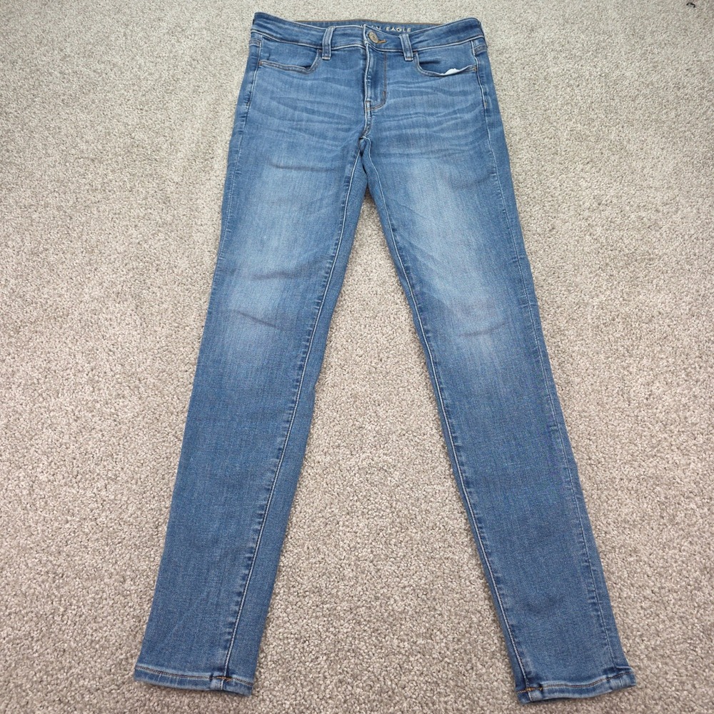 American Eagle Next Level Stretch Skinny Jeans Medium Wash Blue Womens‎ 6 Long